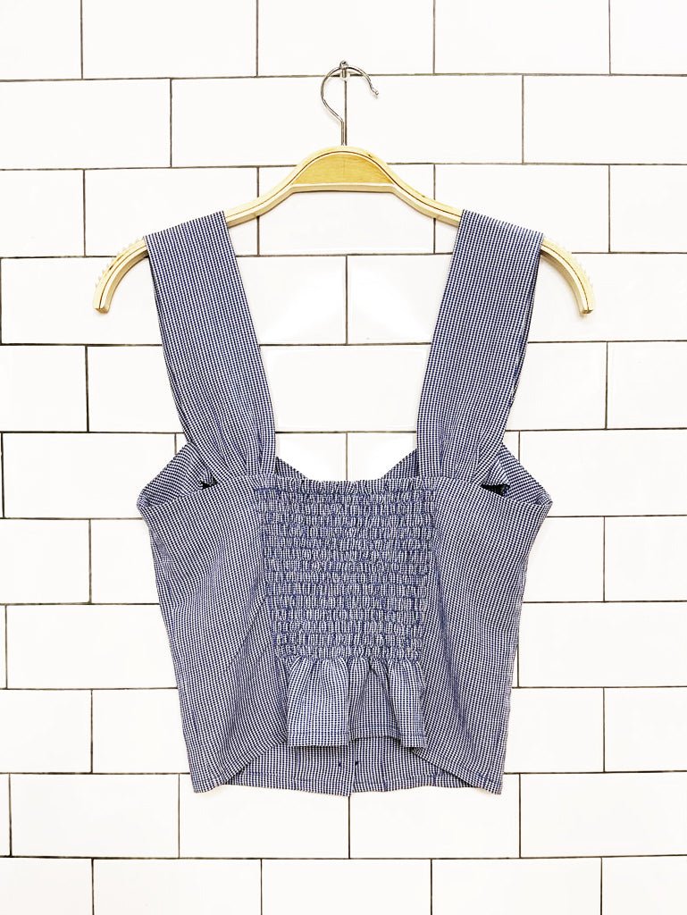 rouje paris gingham sweetheart bustier prairie sleeveless top - good market thrift store