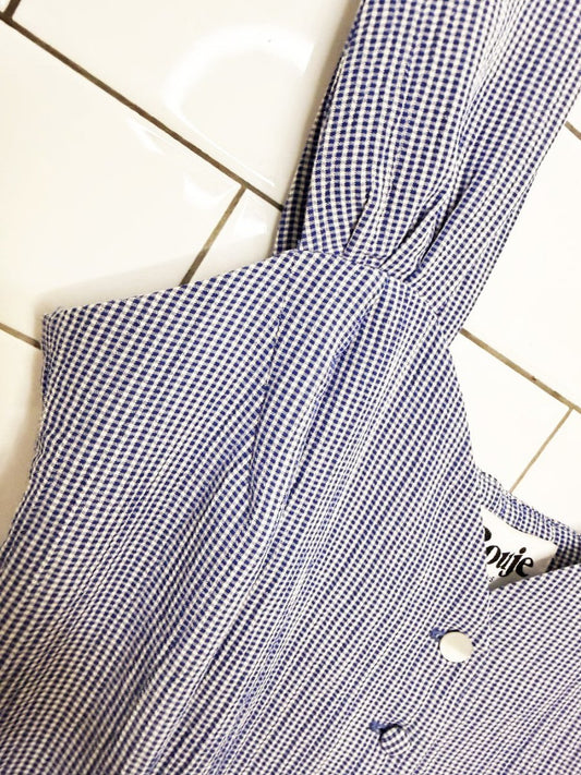 rouje paris gingham sweetheart bustier prairie sleeveless top - good market thrift store