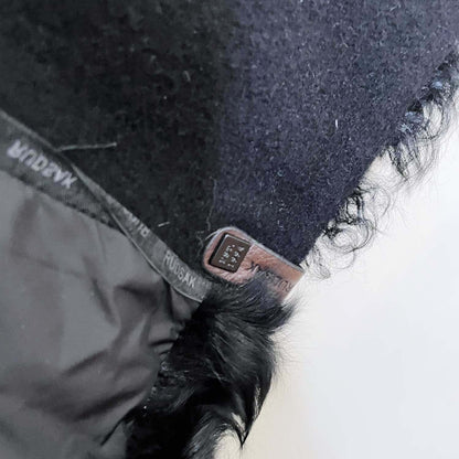 rudsak black mongolian sheepskin wool leather coat - size large