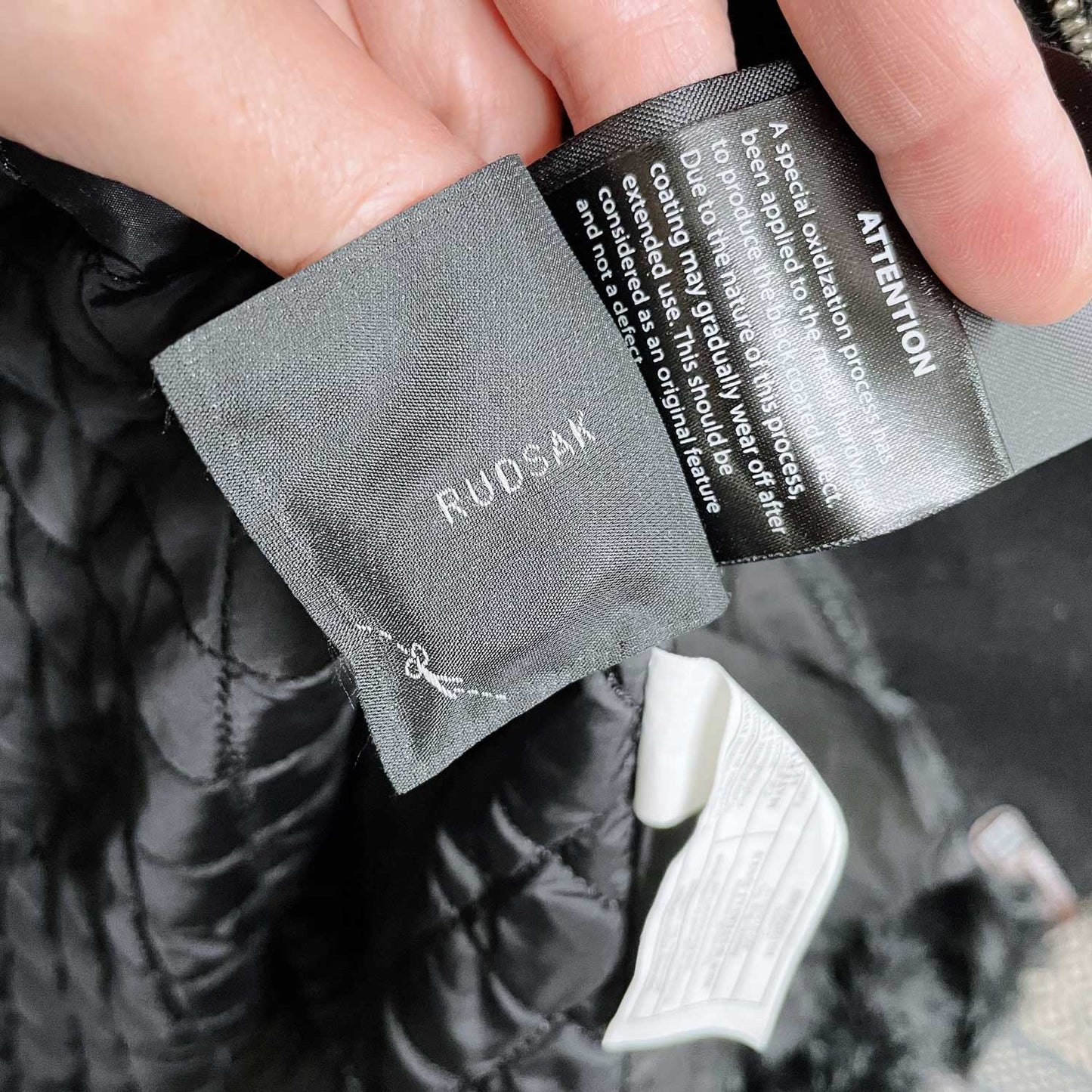 rudsak black mongolian sheepskin wool leather coat - size large