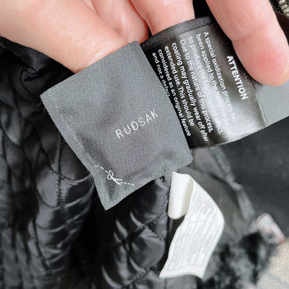 rudsak black mongolian sheepskin wool leather coat - size large