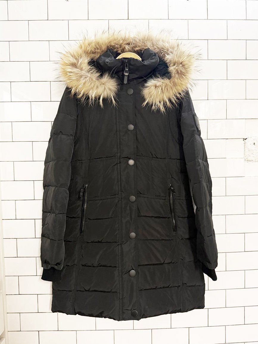 rudsak atelier noir down detachable raccoon fur hooded parka - good market thrift store