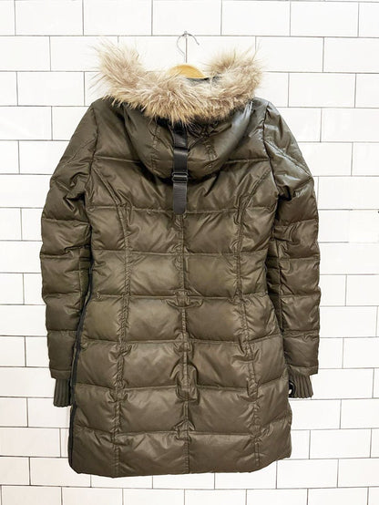 rudsak gloria down form - fitting raccoon fur puffer coat - good market thrift store