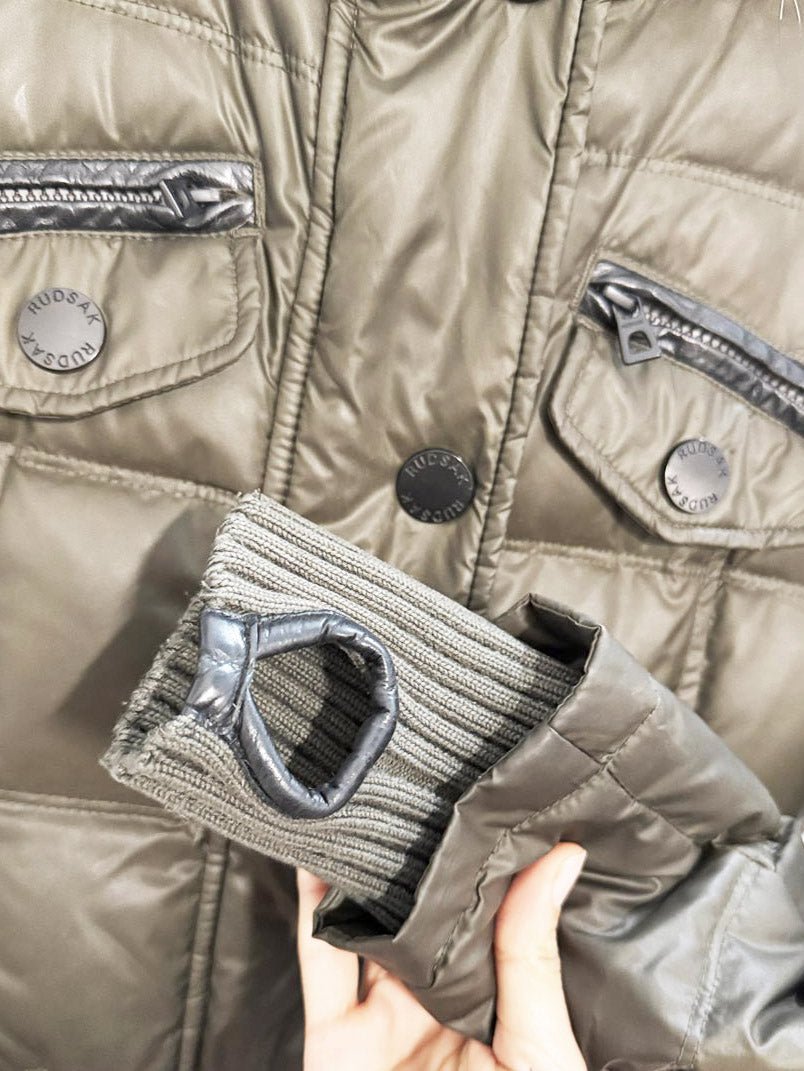 rudsak gloria down form - fitting raccoon fur puffer coat - good market thrift store