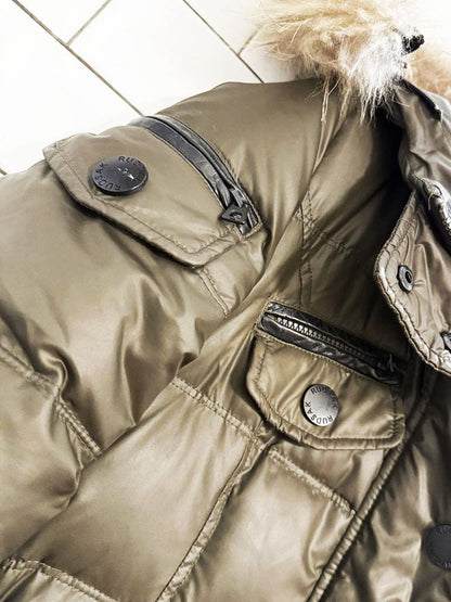 rudsak gloria down form - fitting raccoon fur puffer coat - good market thrift store