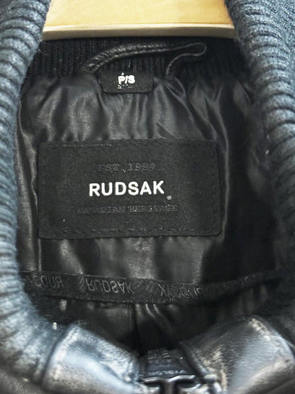 rudsak leather sleeve wolf fur trim hooded parka - good market thrift store