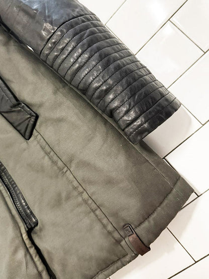 rudsak leather sleeve wolf fur trim hooded parka - good market thrift store