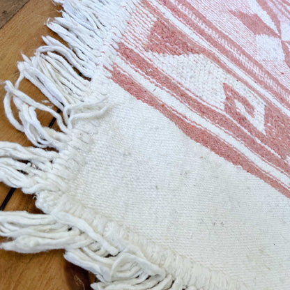 vintage morrocan pink kilim double sided rug