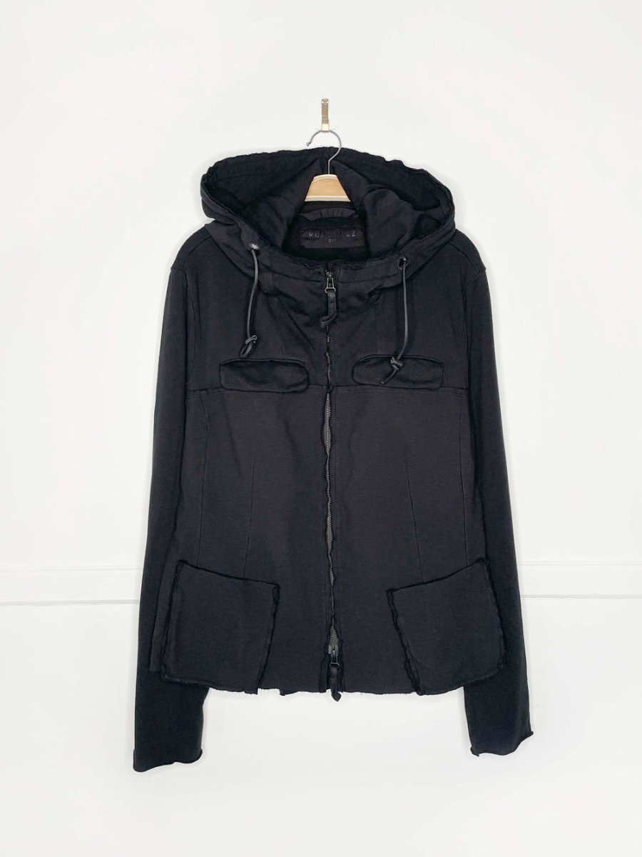 rundholtz dip raw edge deconstructed full zip cotton hoodie - good market thrift store