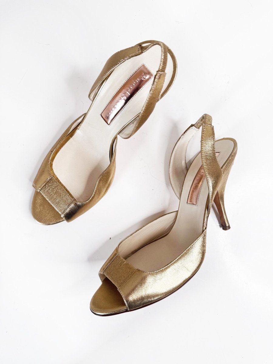 rupert sanderson metallic slingback peeptoe heeled sandals - good market thrift store