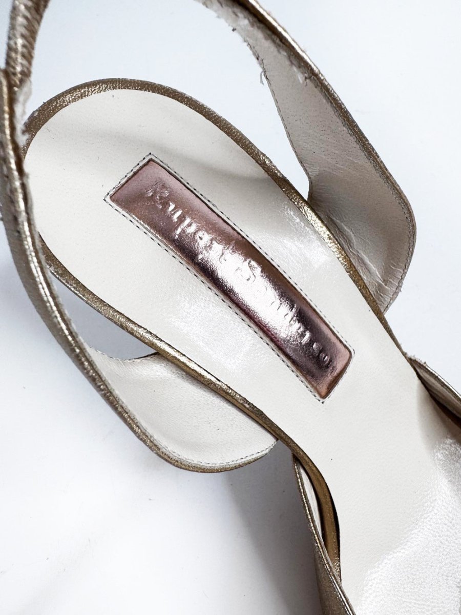 rupert sanderson metallic slingback peeptoe heeled sandals - good market thrift store