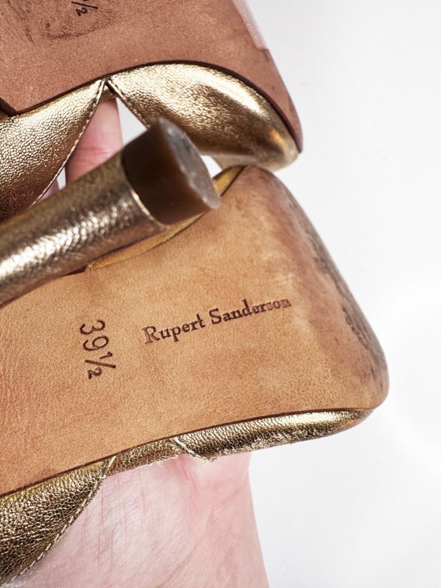 rupert sanderson metallic slingback peeptoe heeled sandals - good market thrift store