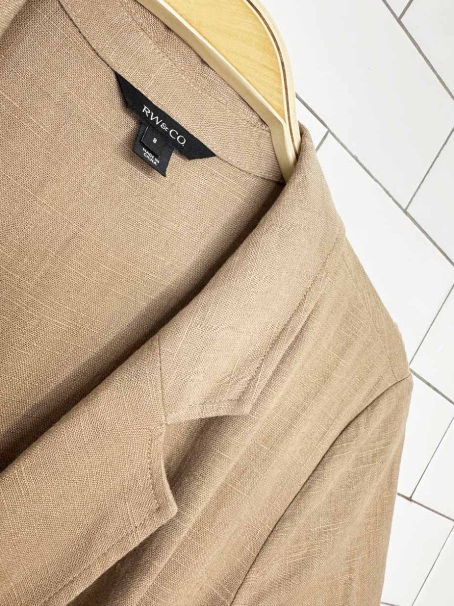 rw&co linen-blend wide leg collared jumpsuit - good market thrift store