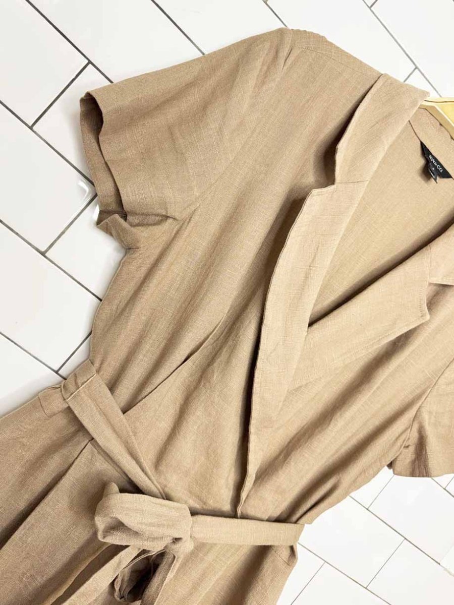 rw&co linen-blend wide leg collared jumpsuit - good market thrift store