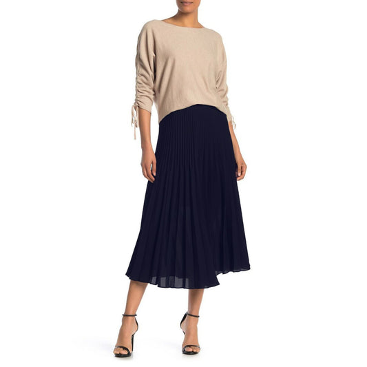 max studio pleated chiffon midi skirt