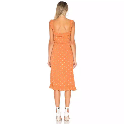 for love & lemons natalia dot midi dress