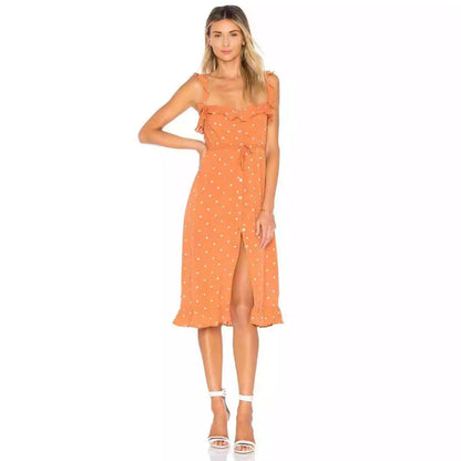 for love & lemons natalia dot midi dress