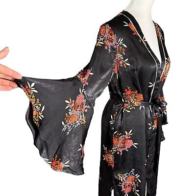 jealous tomato satin ruffle sleeve kimono