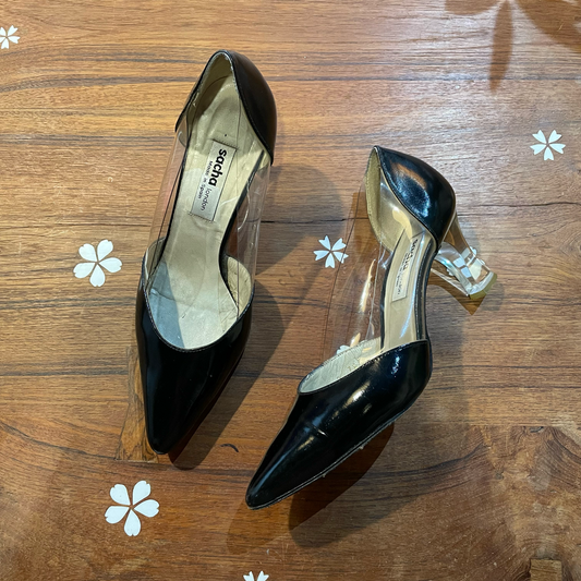 sacha london leather acrylic see through pumps - size 7.5