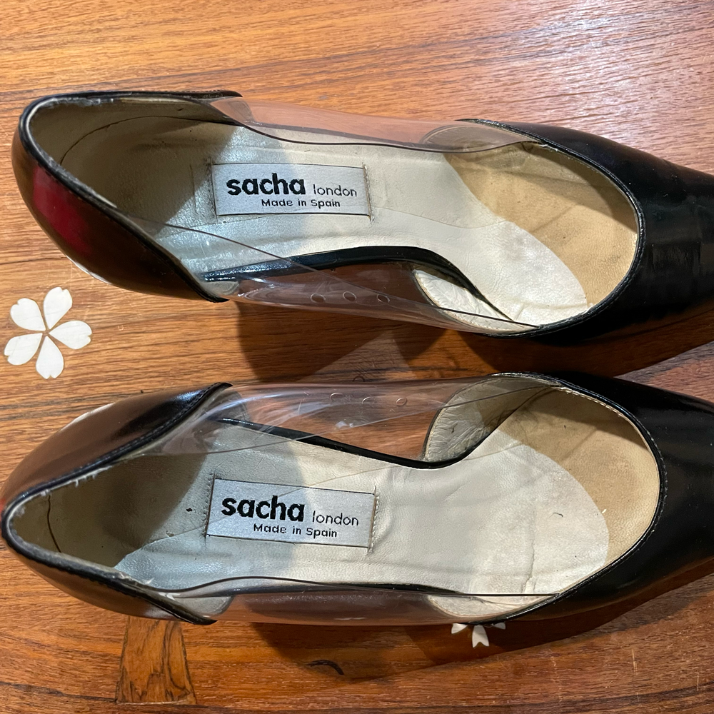 sacha london leather acrylic see through pumps - size 7.5