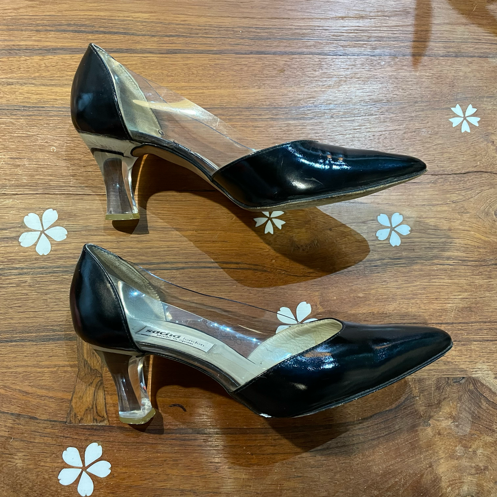 sacha london leather acrylic see through pumps - size 7.5