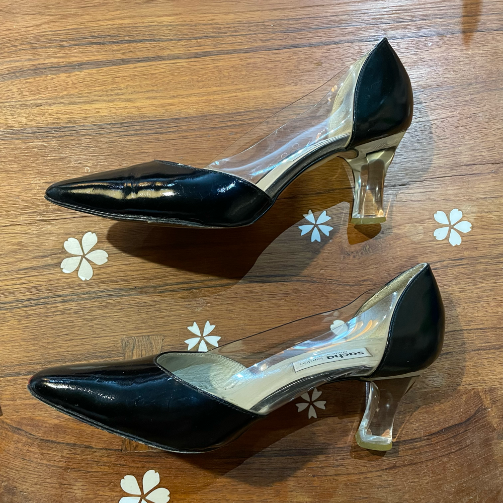sacha london leather acrylic see through pumps - size 7.5