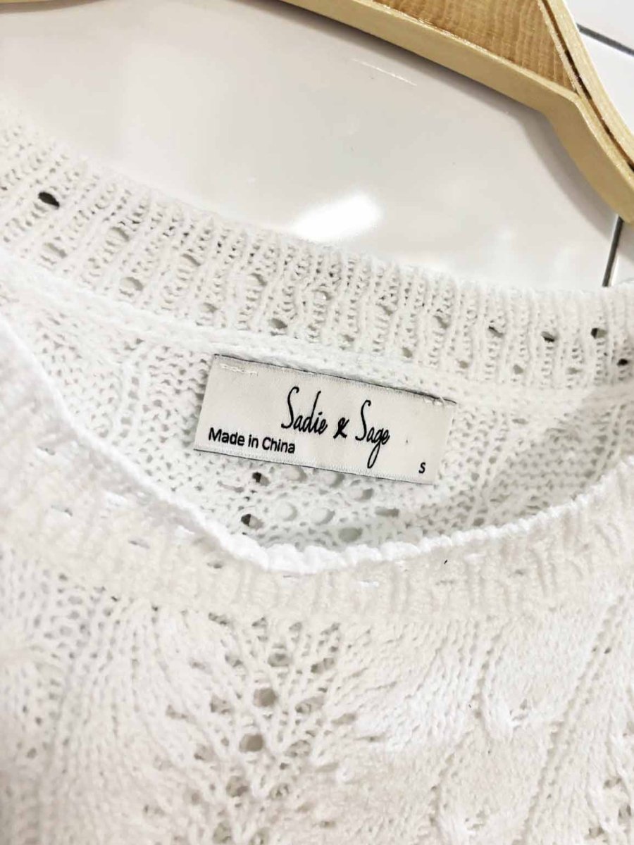sadie & sage crochet loose knit sweater - good market thrift store