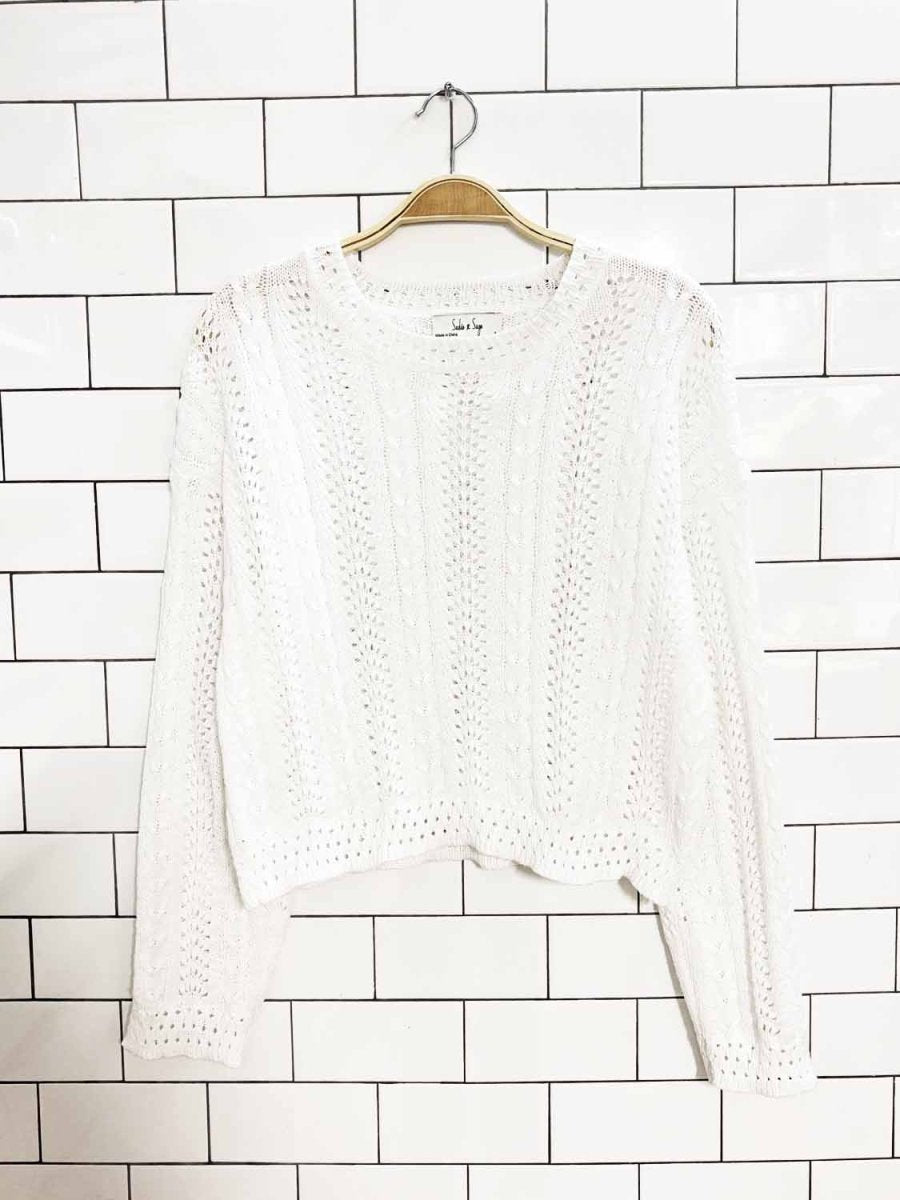 sadie & sage crochet loose knit sweater - good market thrift store