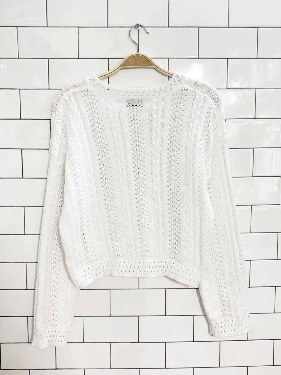 sadie & sage crochet loose knit sweater - good market thrift store
