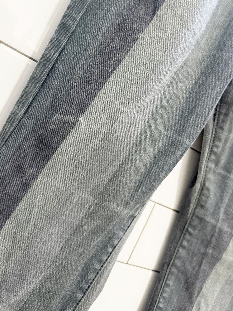 saints & hearts striped frayed bell bottom flared jeans - good market thrift store