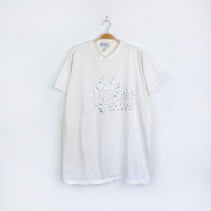 vintage saks fifth avenue metallic logo tee