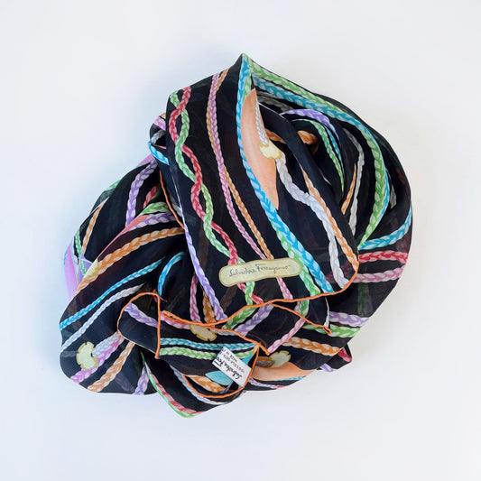 salvatore ferragamo silk rope long scarf