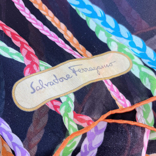 salvatore ferragamo silk rope long scarf