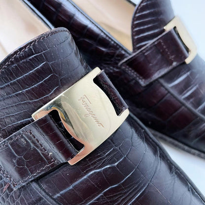 vintage salvatore ferragamo croc low heel loafer