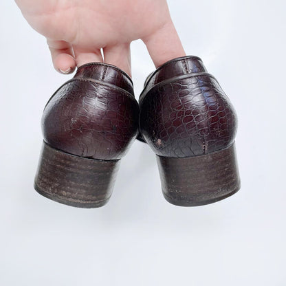 vintage salvatore ferragamo croc low heel loafer