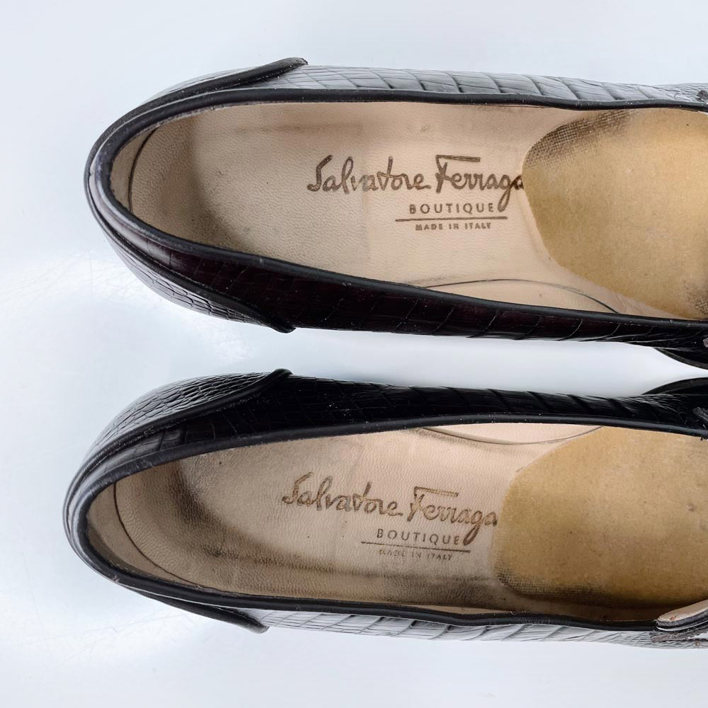 vintage salvatore ferragamo croc low heel loafer