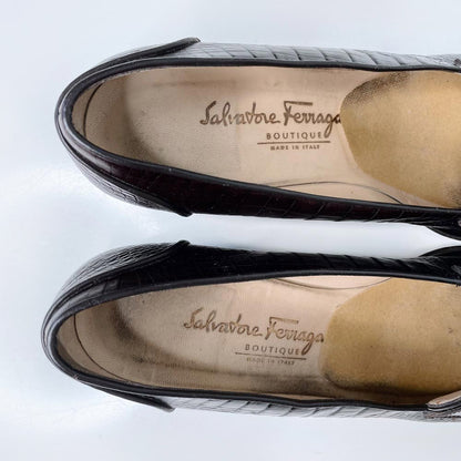 vintage salvatore ferragamo croc low heel loafer