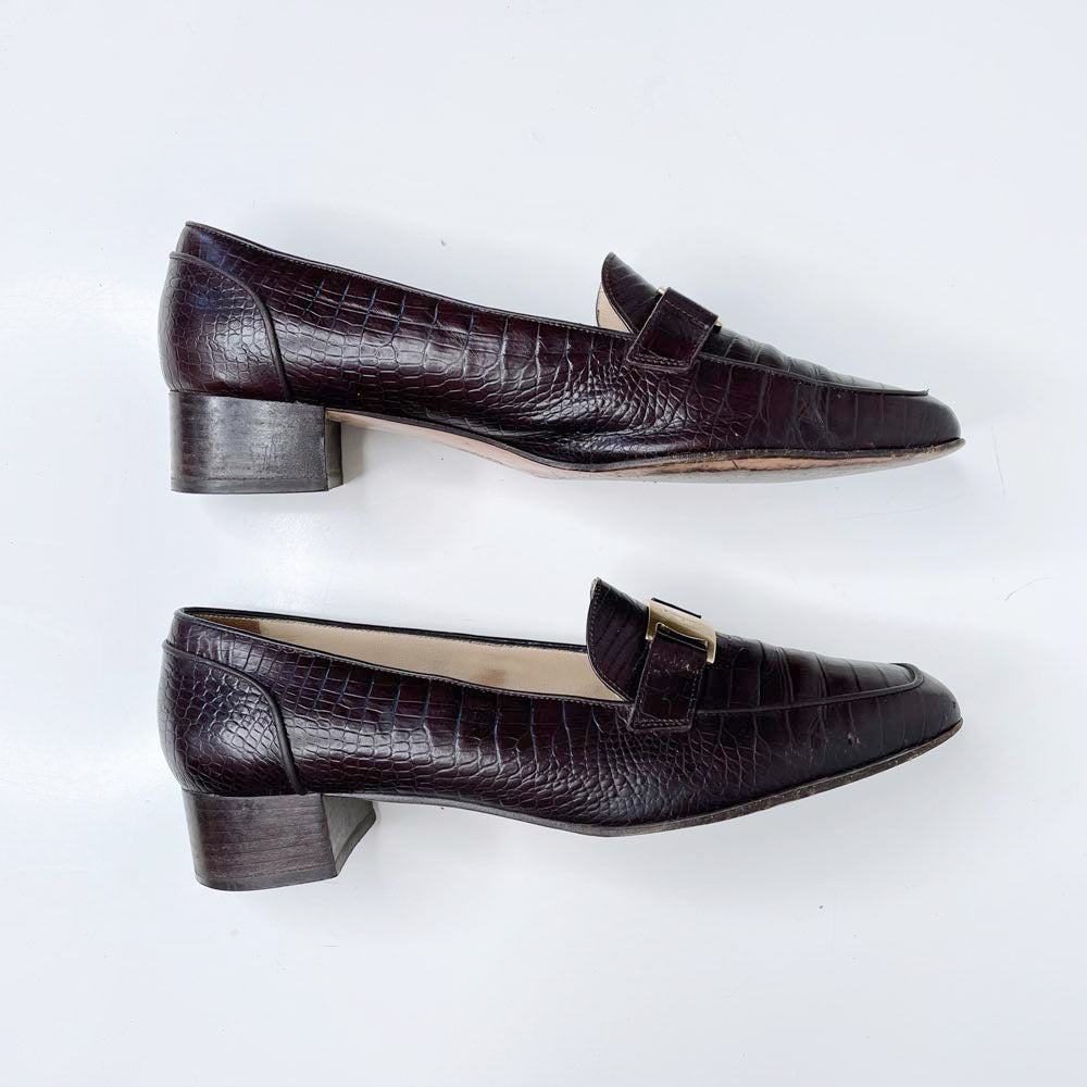 vintage salvatore ferragamo croc low heel loafer