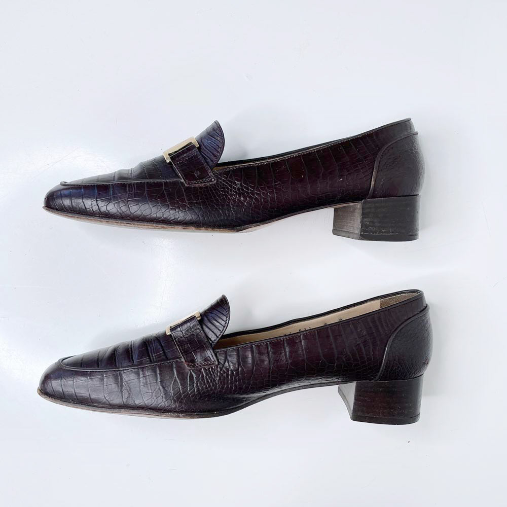 vintage salvatore ferragamo croc low heel loafer