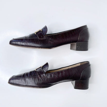 vintage salvatore ferragamo croc low heel loafer