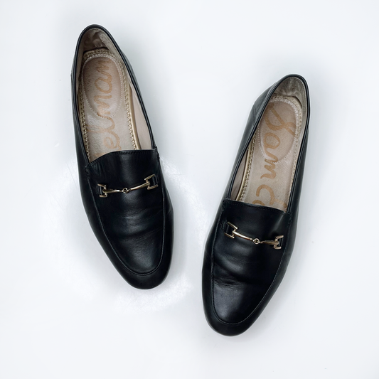 sam edelman black leather loraine horsebit loafers - size 10