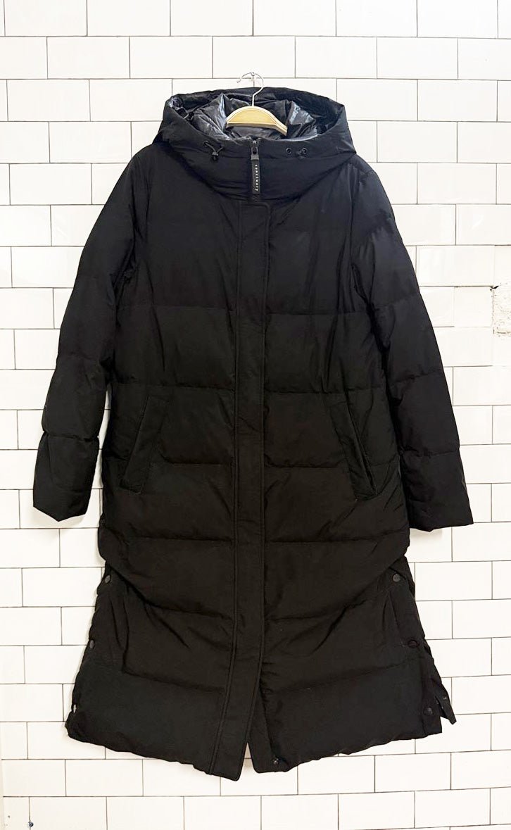 sanctuary puffer - up down snap button long puffer coat | anthropologie - good market thrift store