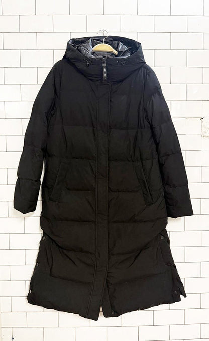 sanctuary puffer - up down snap button long puffer coat | anthropologie - good market thrift store