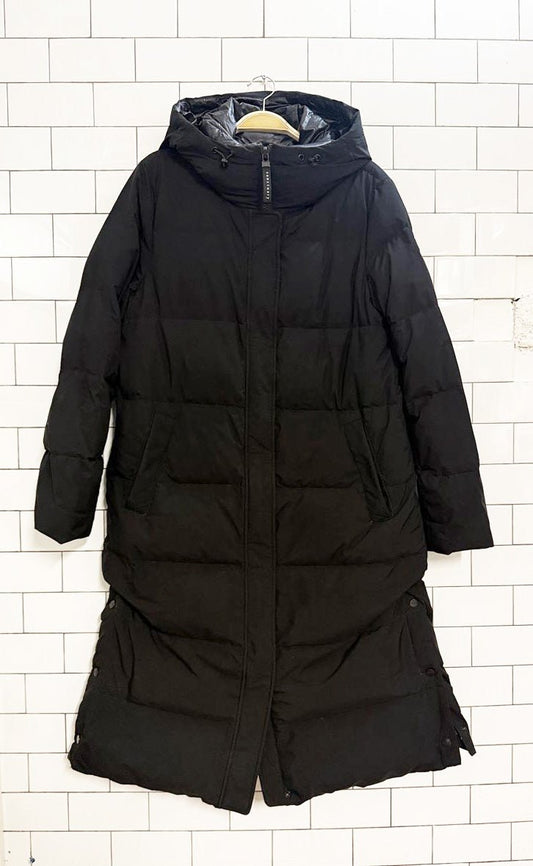 sanctuary puffer - up down snap button long puffer coat | anthropologie - good market thrift store