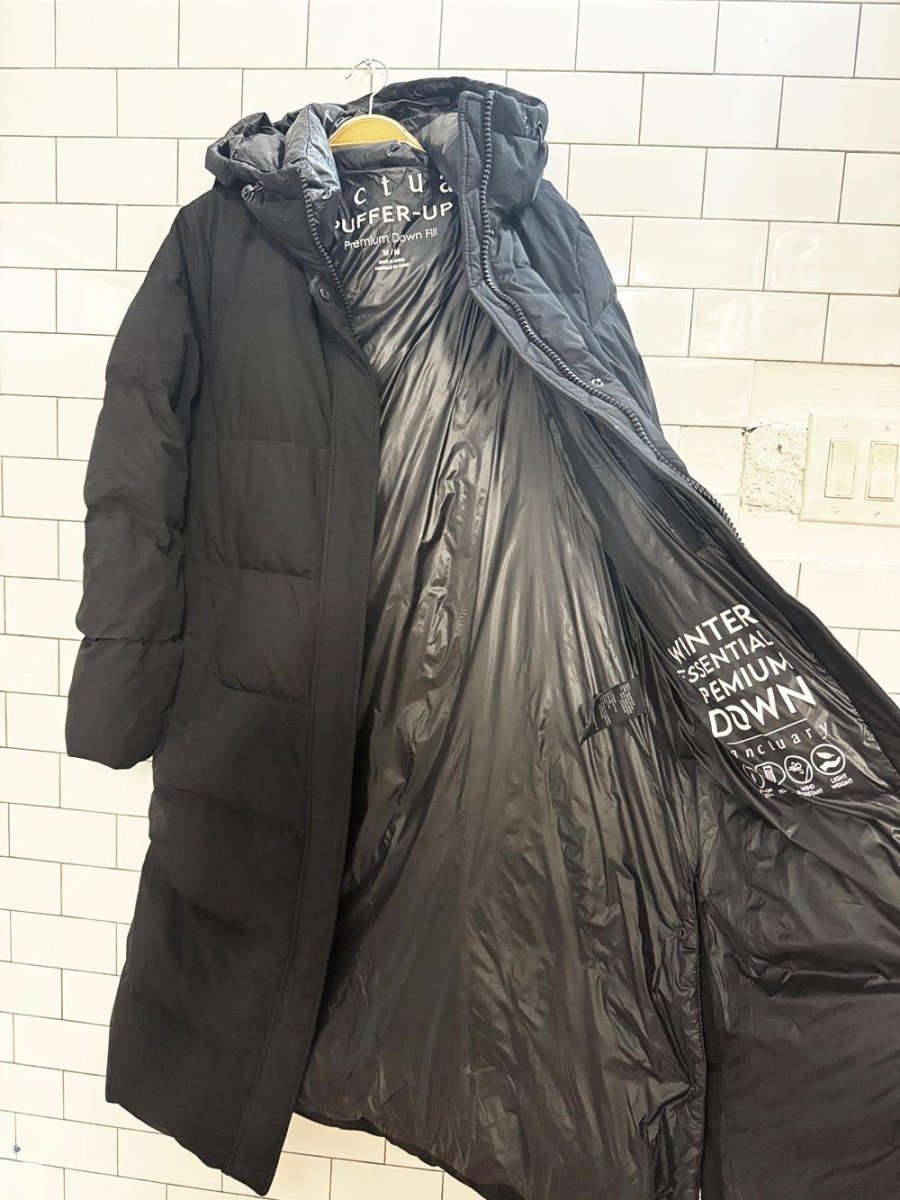 sanctuary puffer - up down snap button long puffer coat | anthropologie - good market thrift store