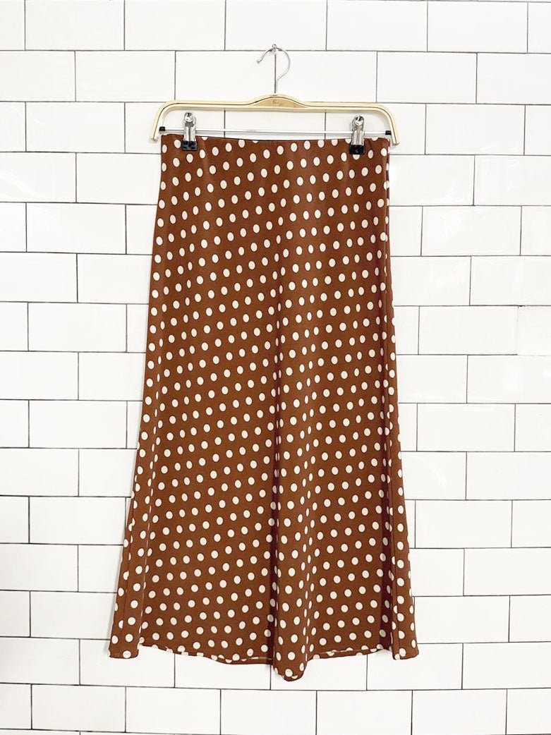 sanctuary satin polka dot midi skirt | anthropologie - good market thrift store