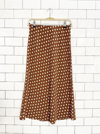 sanctuary satin polka dot midi skirt | anthropologie - good market thrift store