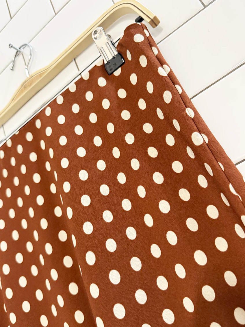 sanctuary satin polka dot midi skirt | anthropologie - good market thrift store
