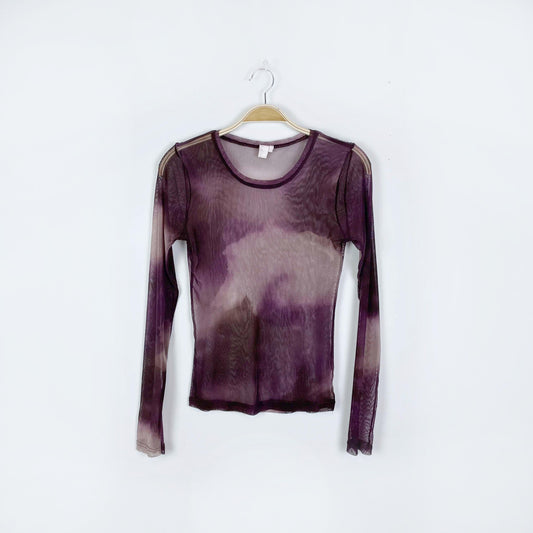 vintage 00s sandwich purple sheer long sleeve - size medium