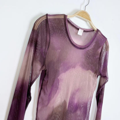 vintage 00s sandwich purple sheer long sleeve - size medium